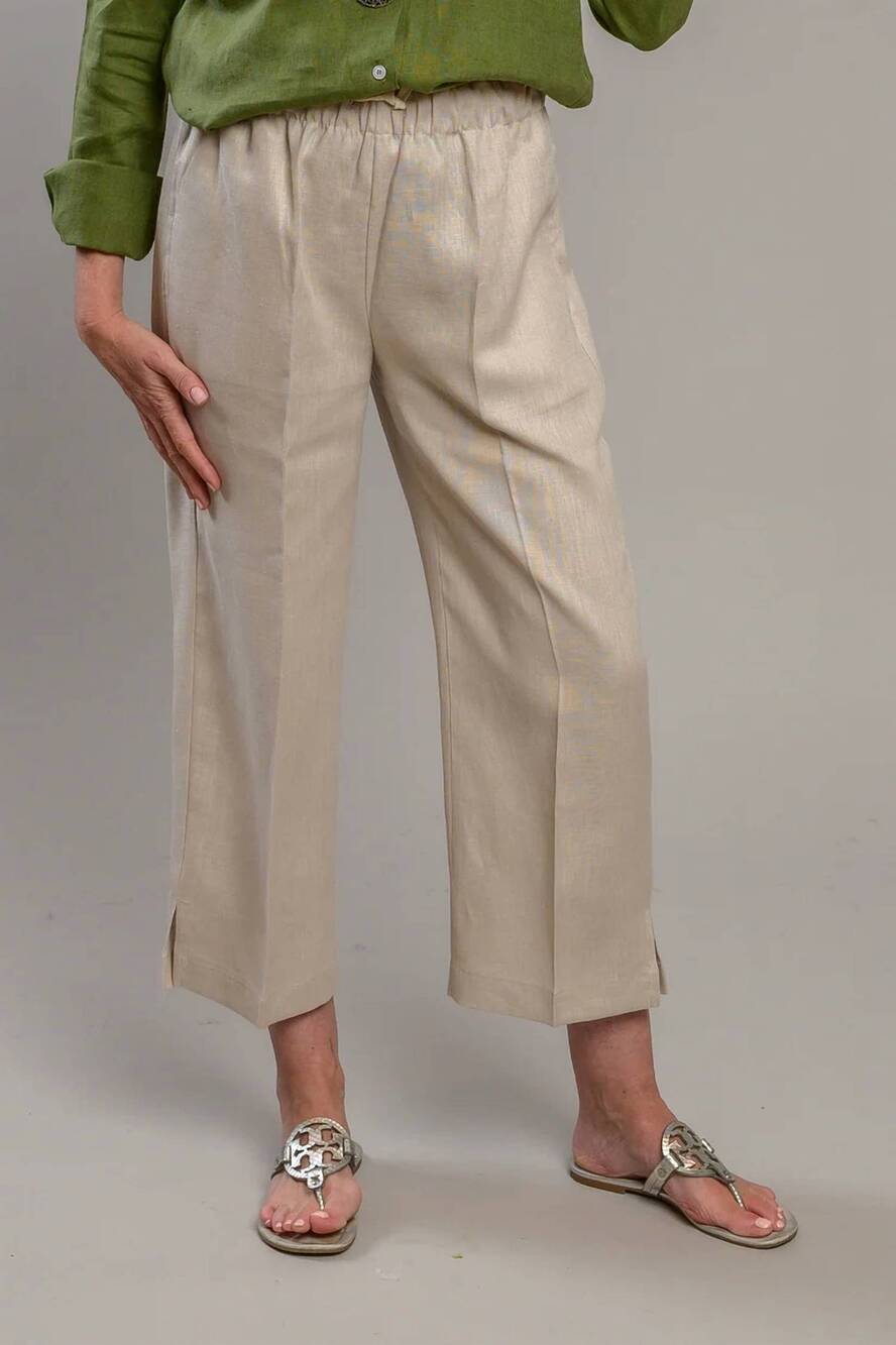 NEW CROWN LINEN classic capri pants in flax